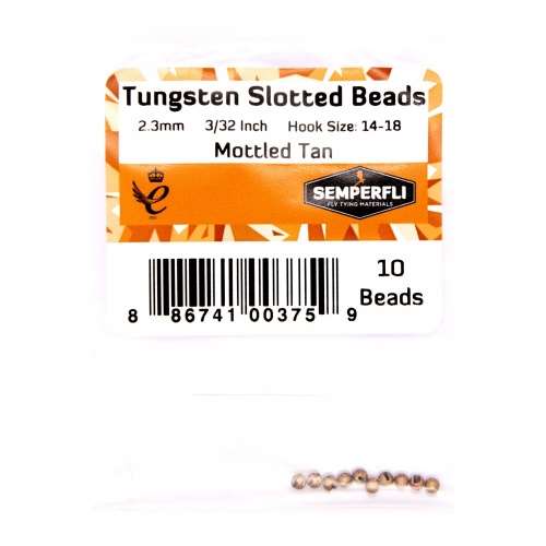 Semperfli Tungsten Slotted Beads 2.3mm (3/32 inch) Mottled Tan